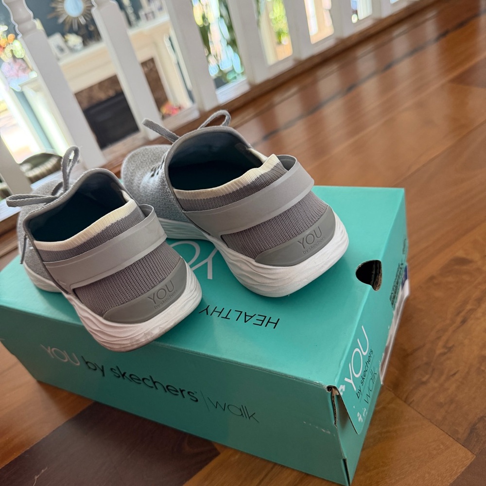Skechers Gray Slip-On Athletic Walkers - Picture 4 of 5